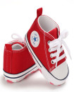 First Walker Canvas shoes crib Baby High Top Ankle shoes Boy and Girl Red